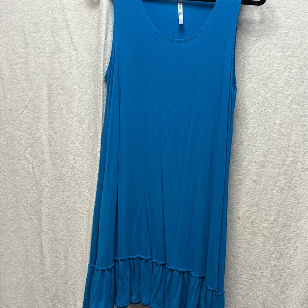 Azules Teal Ruffle Hem dress - Picture 2 of 4
